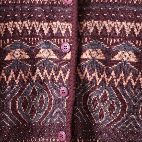 Inca's 100% Alpaca wool tribal print button down sweater Medium - Picture 6 of 6